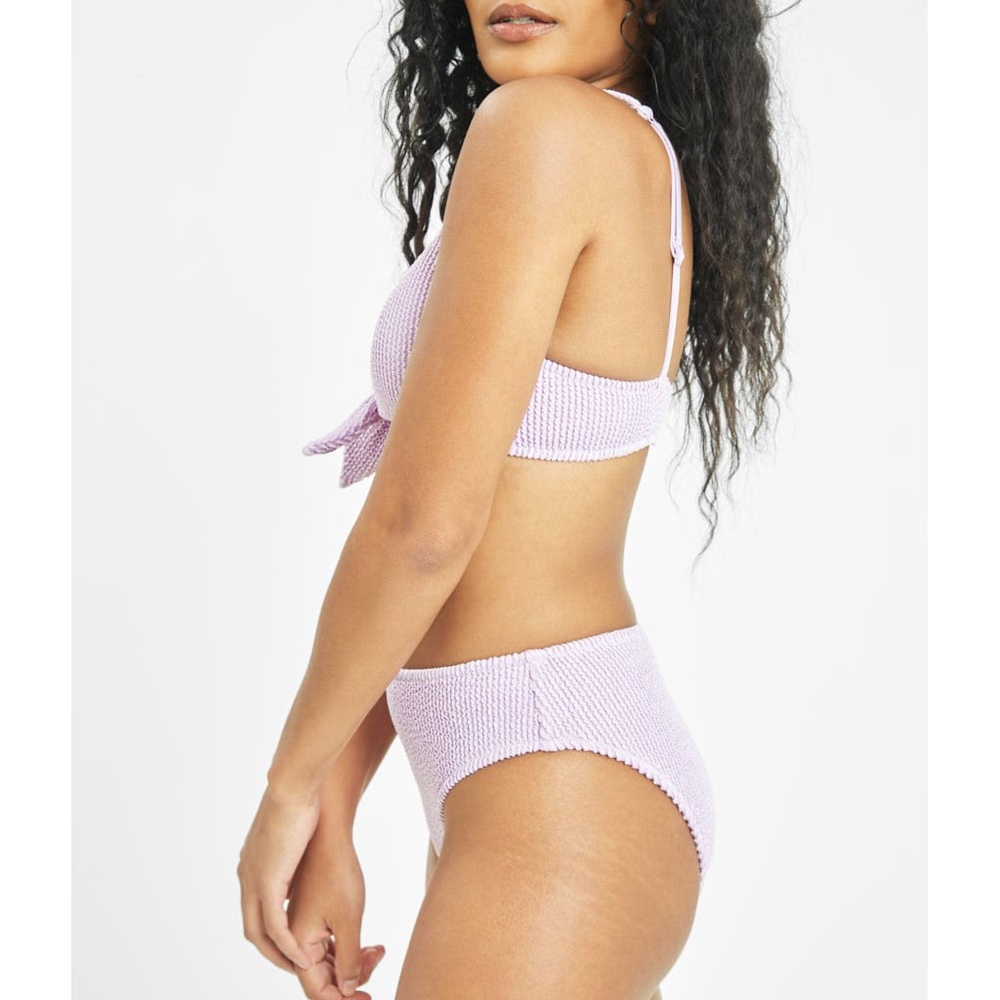 Lively Ruched Plunge Bralette & High Waist Swimsuit Bikini Lilac Size M NWOT - Picture 16 of 16